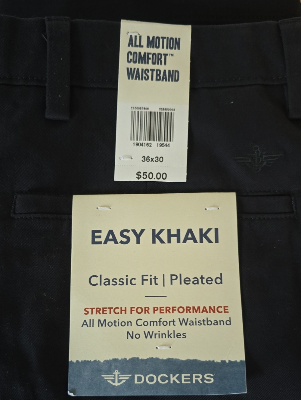 Dockers Easy Khaki Classic Fit Pleated Pants - Navy - Picture 2 of 4